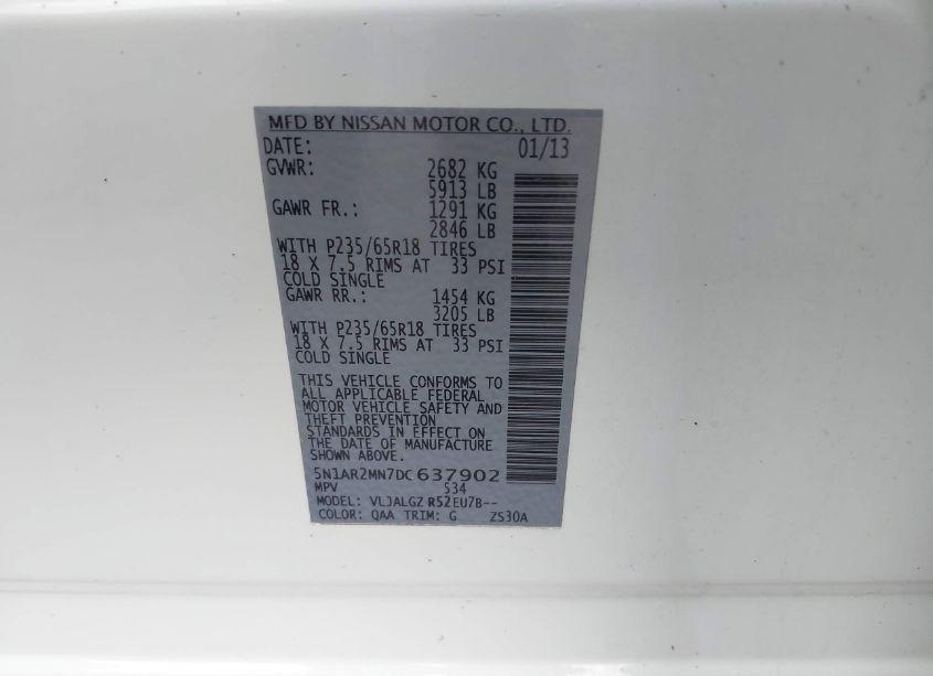 Photo 9 of 2013 Nissan Pathfinder SL (VIN 5N1AR2MN7DC637902)