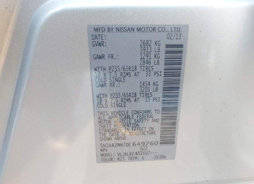 Photo 9 of 2013 Nissan Pathfinder S (VIN 5N1AR2MN7DC649760)