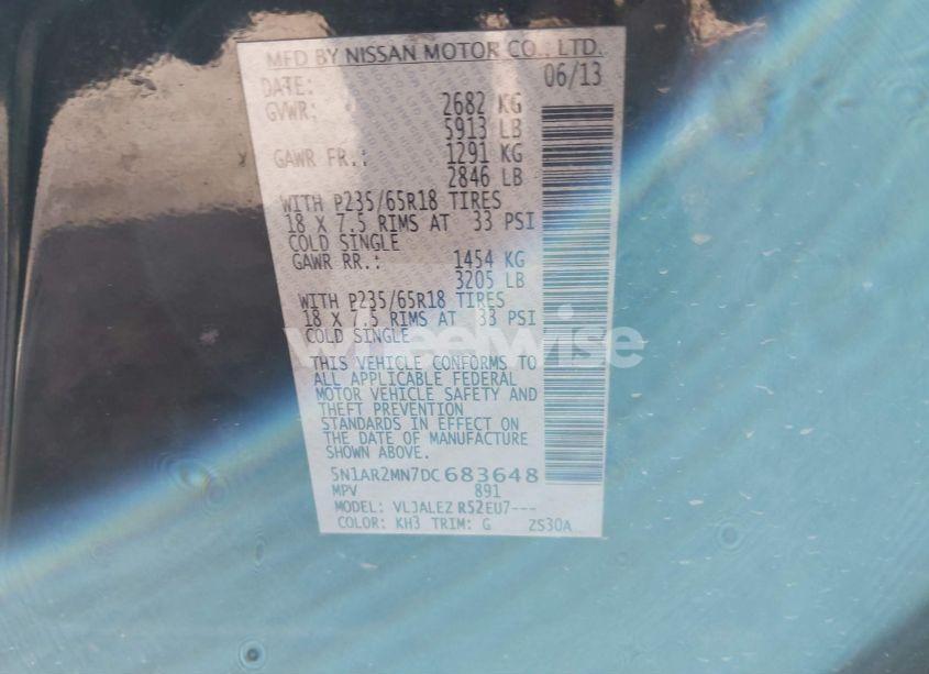 Photo 9 of 2013 Nissan Pathfinder SV (VIN 5N1AR2MN7DC683648)