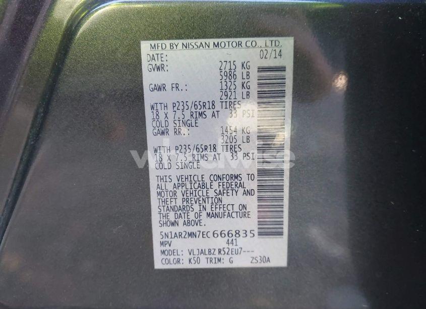 Photo 9 of 2014 Nissan Pathfinder S (VIN 5N1AR2MN7EC666835)