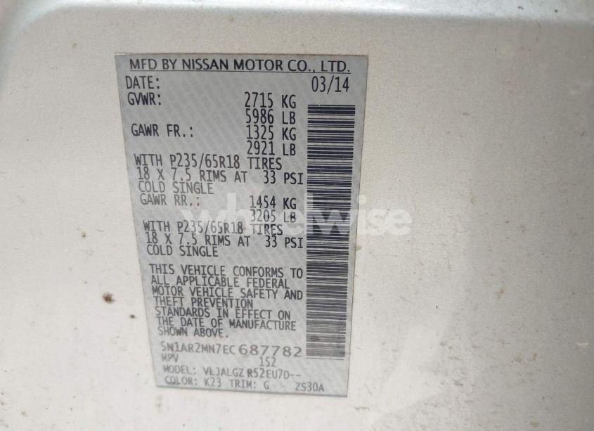 Photo 9 of 2014 Nissan Pathfinder SL (VIN 5N1AR2MN7EC687782)