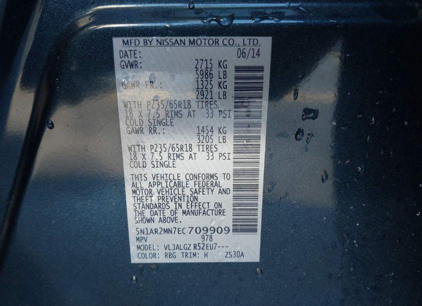 Photo 9 of 2014 Nissan Pathfinder SL (VIN 5N1AR2MN7EC709909)