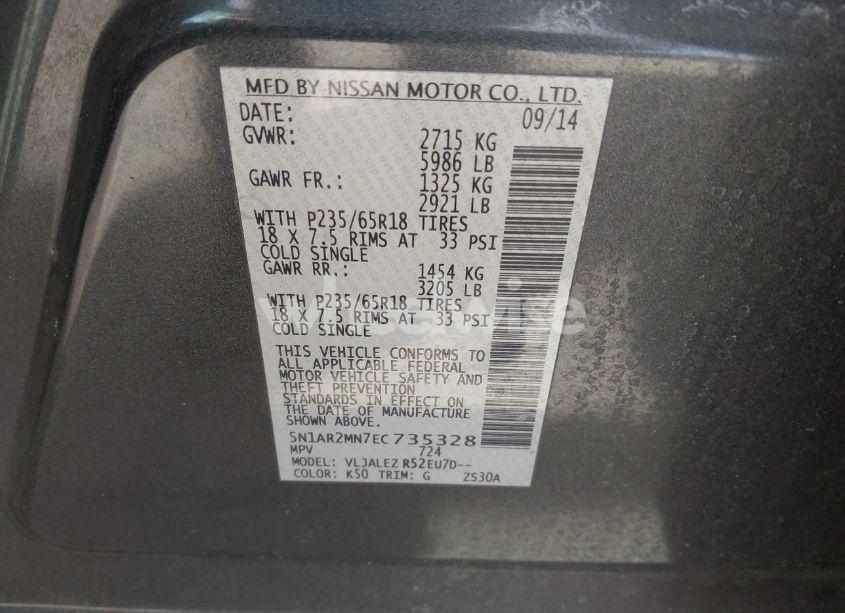 Photo 9 of 2014 Nissan Pathfinder SV (VIN 5N1AR2MN7EC735328)