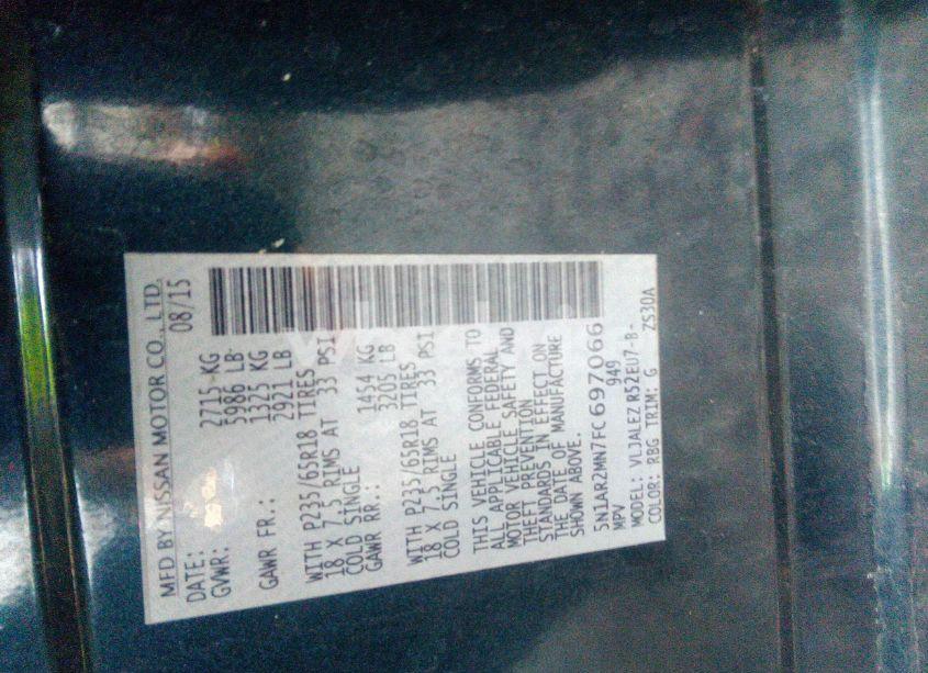 Photo 9 of 2015 Nissan Pathfinder SV (VIN 5N1AR2MN7FC697066)