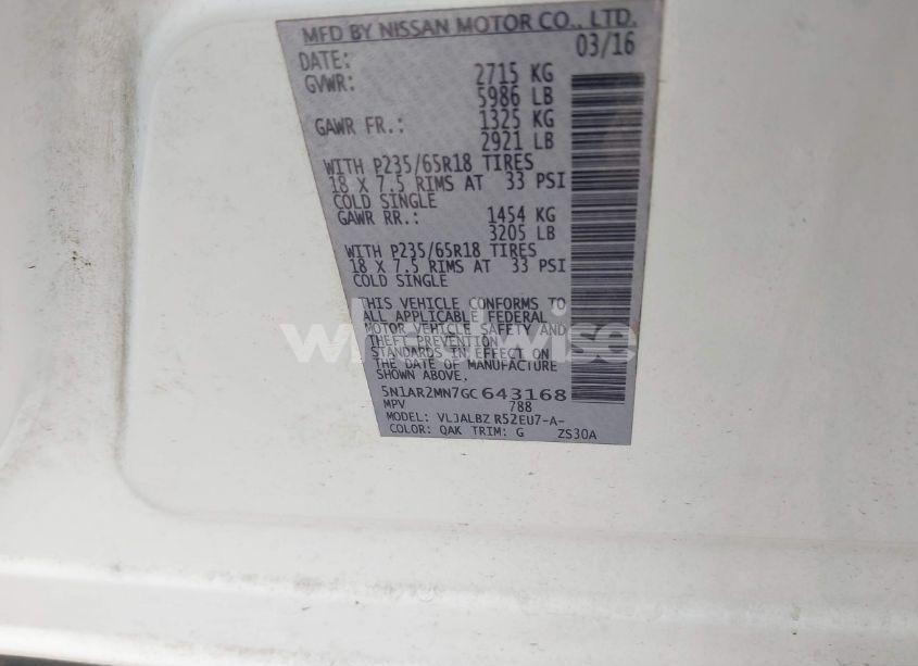 Photo 9 of 2016 Nissan Pathfinder S (VIN 5N1AR2MN7GC643168)