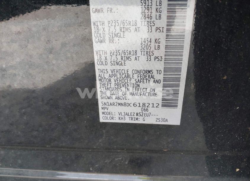 Photo 9 of 2013 Nissan Pathfinder SV (VIN 5N1AR2MN8DC618212)