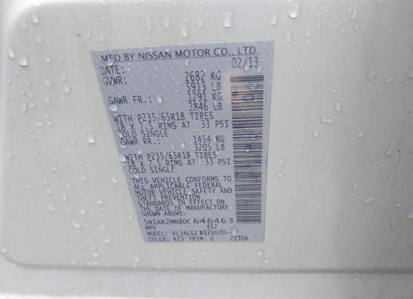 Photo 9 of 2013 Nissan Pathfinder SL (VIN 5N1AR2MN8DC646463)