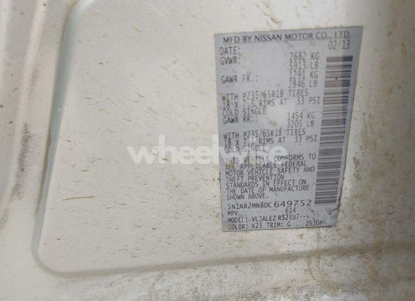 Photo 9 of 2013 Nissan Pathfinder SV (VIN 5N1AR2MN8DC649752)