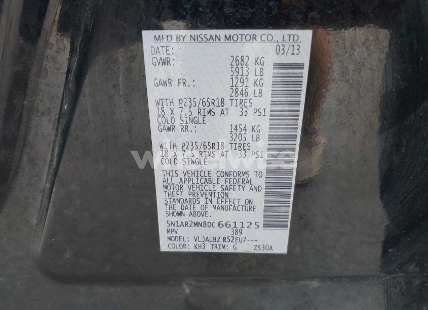 Photo 9 of 2013 Nissan Pathfinder S (VIN 5N1AR2MN8DC661125)