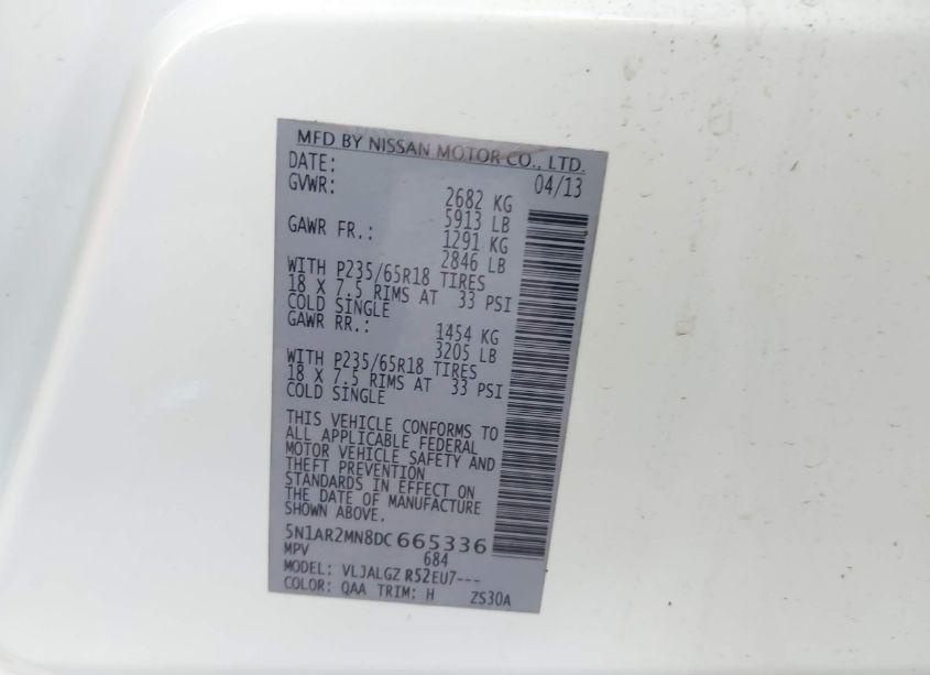 Photo 9 of 2013 Nissan Pathfinder SL (VIN 5N1AR2MN8DC665336)