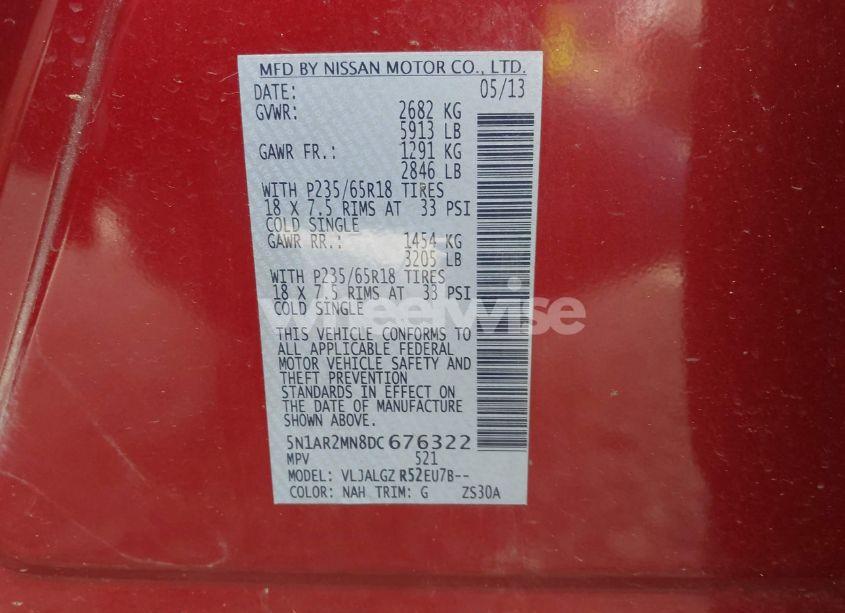 Photo 9 of 2013 Nissan Pathfinder SL (VIN 5N1AR2MN8DC676322)