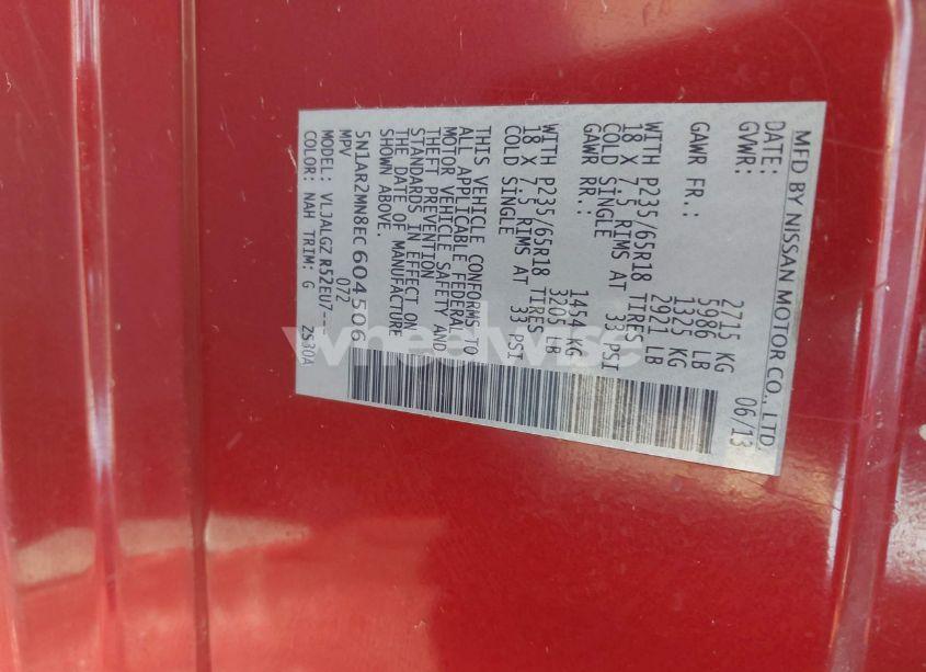 Photo 9 of 2014 Nissan Pathfinder SL (VIN 5N1AR2MN8EC604506)