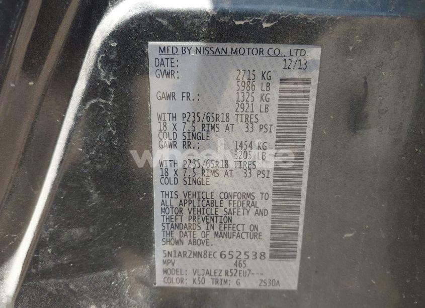 Photo 9 of 2014 Nissan Pathfinder SV (VIN 5N1AR2MN8EC652538)