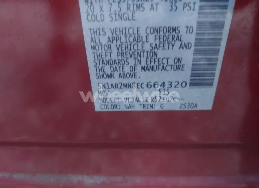 Photo 9 of 2014 Nissan Pathfinder PLATINUM/S/SL/SV (VIN 5N1AR2MN8EC664320)