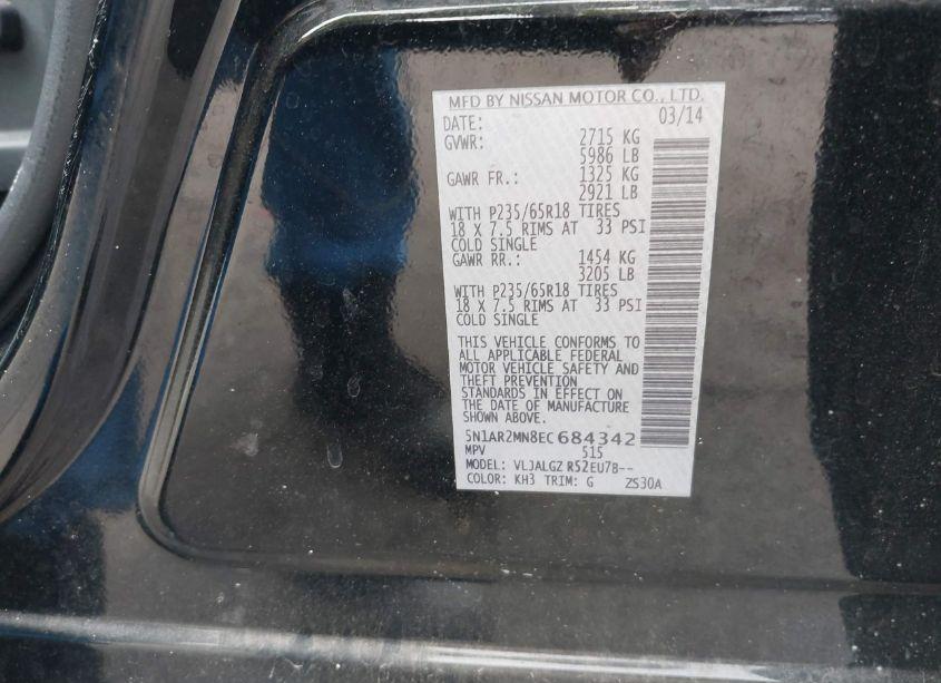 Photo 9 of 2014 Nissan Pathfinder SL (VIN 5N1AR2MN8EC684342)