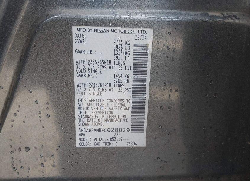 Photo 9 of 2015 Nissan Pathfinder SV (VIN 5N1AR2MN8FC628029)