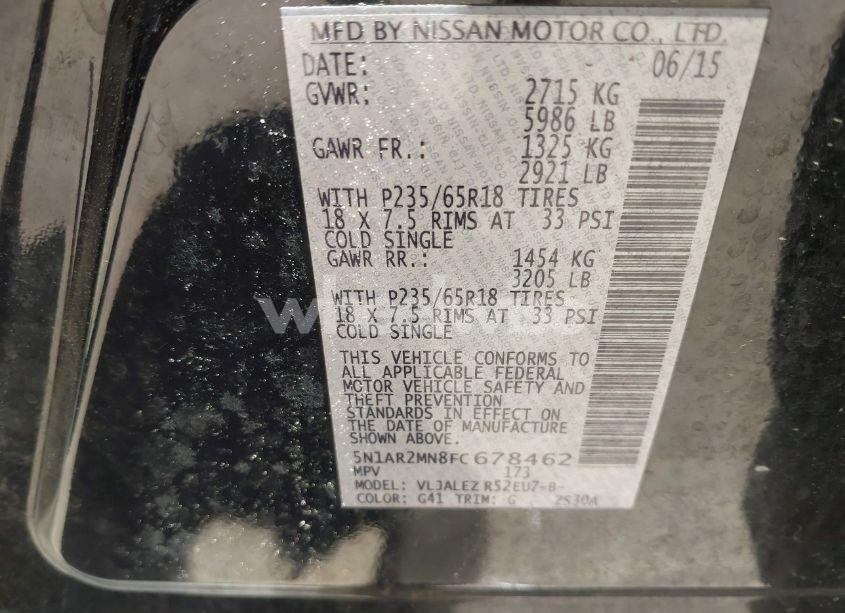 Photo 9 of 2015 Nissan Pathfinder SV (VIN 5N1AR2MN8FC678462)