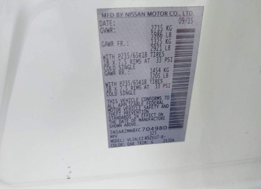 Photo 9 of 2015 Nissan Pathfinder SV (VIN 5N1AR2MN8FC704980)