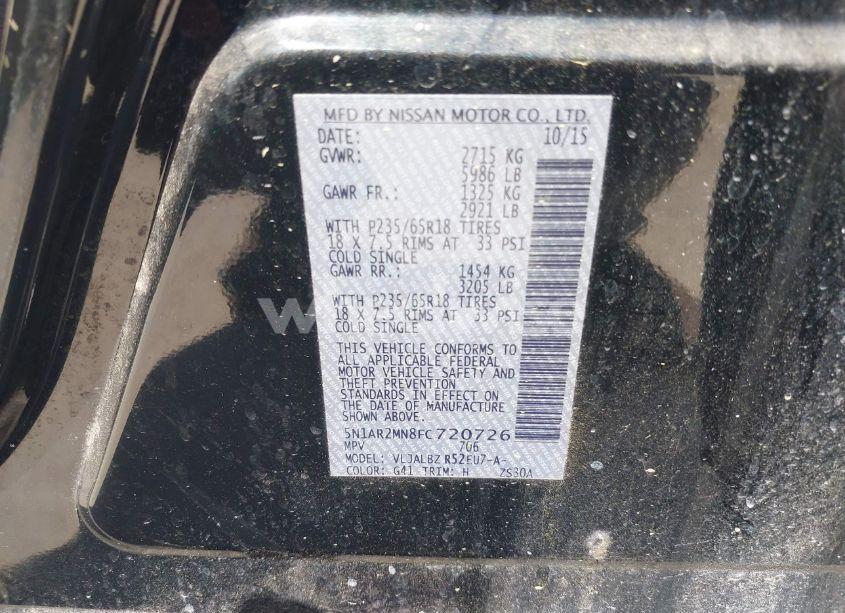 Photo 9 of 2015 Nissan Pathfinder S (VIN 5N1AR2MN8FC720726)