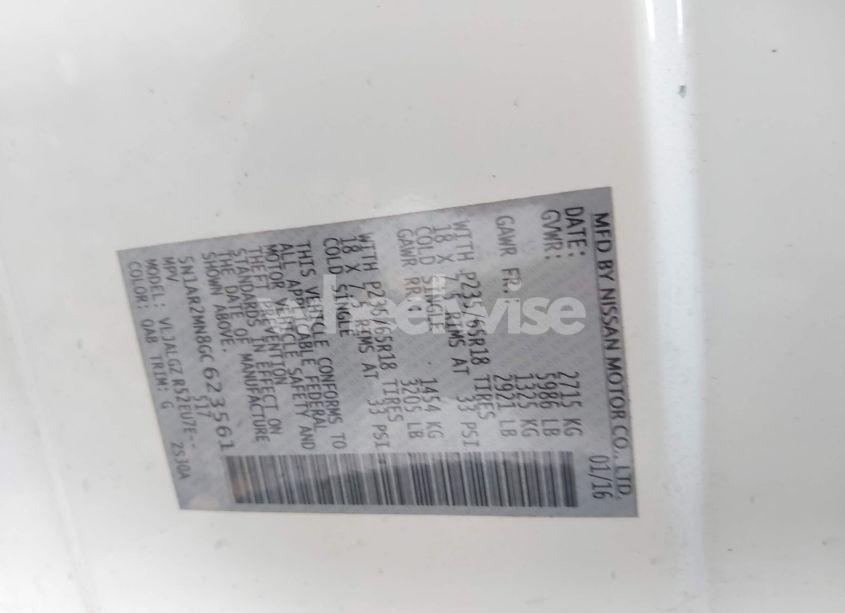 Photo 9 of 2016 Nissan Pathfinder SL (VIN 5N1AR2MN8GC623561)