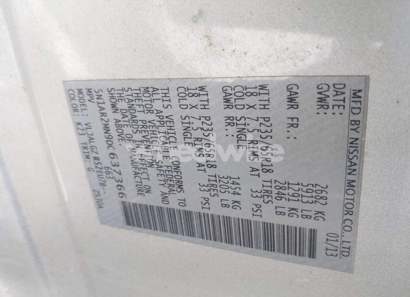 Photo 9 of 2013 Nissan Pathfinder SL (VIN 5N1AR2MN9DC637366)