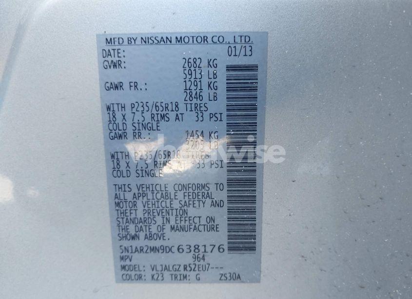 Photo 9 of 2013 Nissan Pathfinder SL (VIN 5N1AR2MN9DC638176)