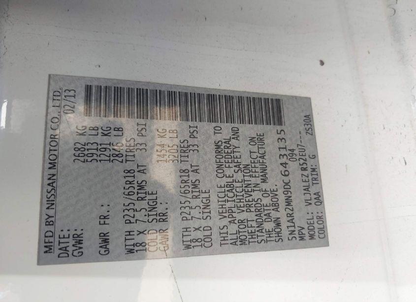 Photo 9 of 2013 Nissan Pathfinder SV (VIN 5N1AR2MN9DC643135)