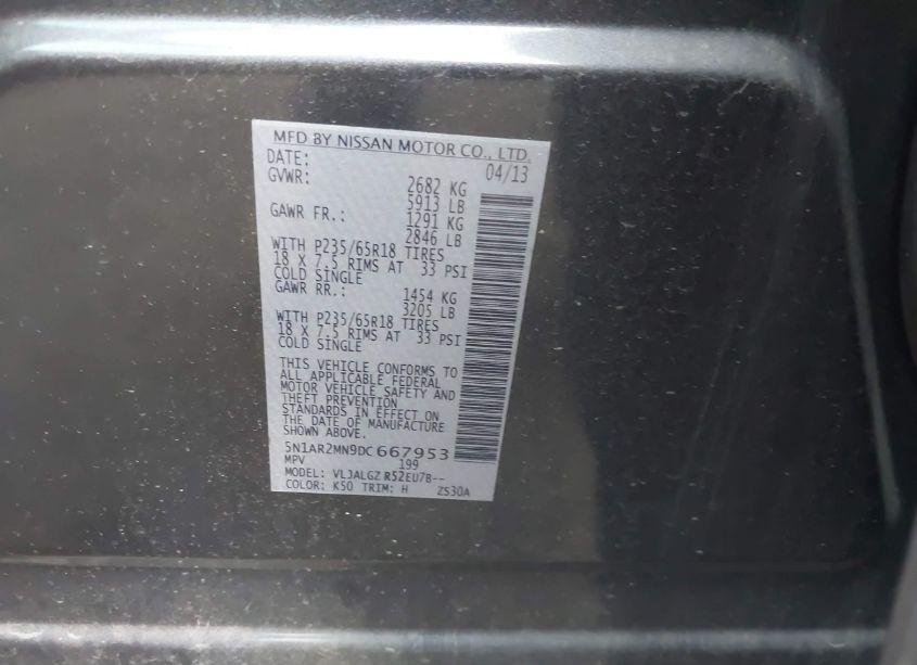 Photo 9 of 2013 Nissan Pathfinder SL (VIN 5N1AR2MN9DC667953)