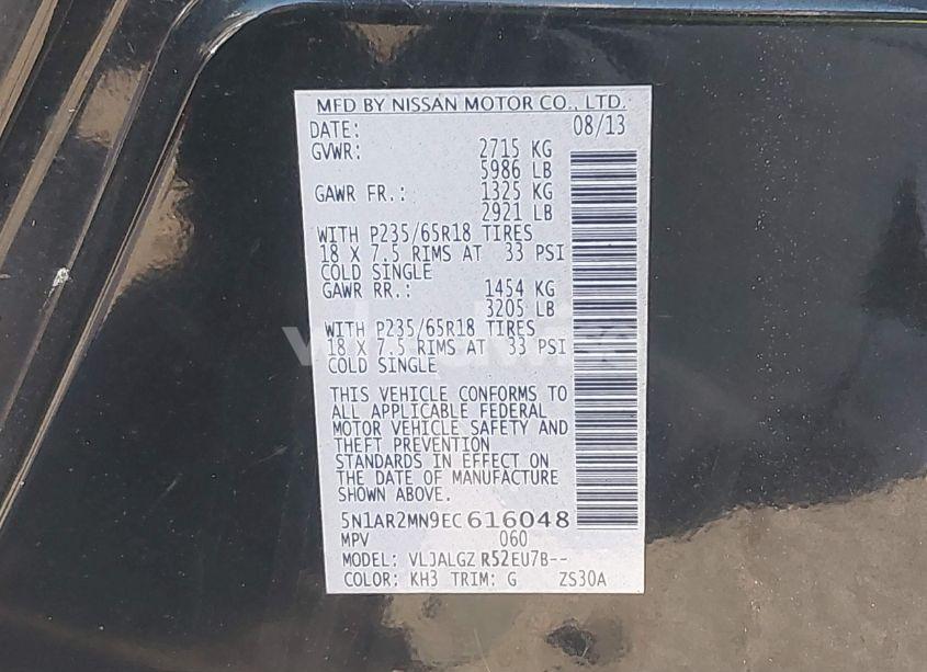 Photo 9 of 2014 Nissan Pathfinder SL (VIN 5N1AR2MN9EC616048)