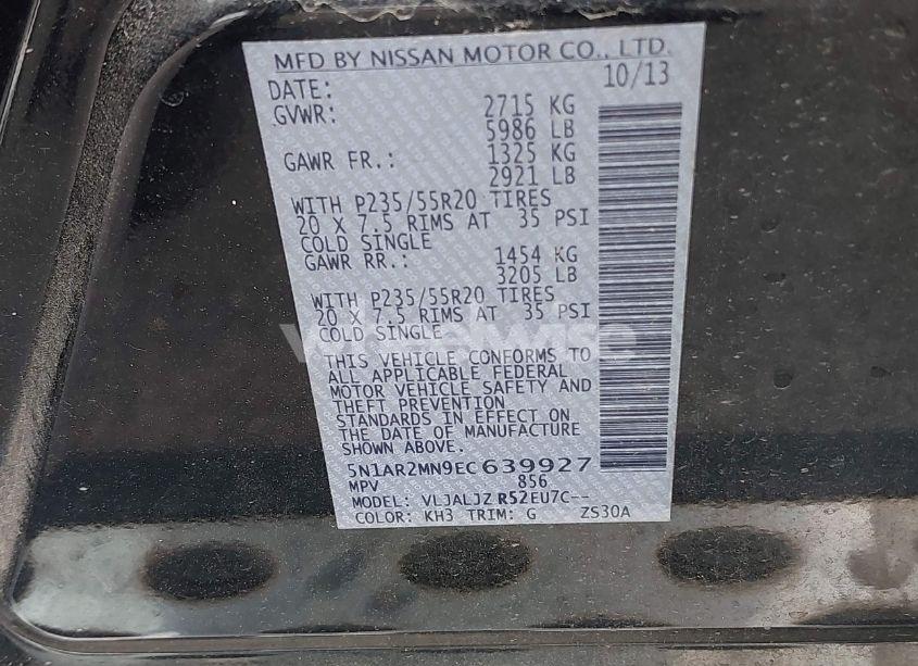 Photo 9 of 2014 Nissan Pathfinder PLATINUM (VIN 5N1AR2MN9EC639927)