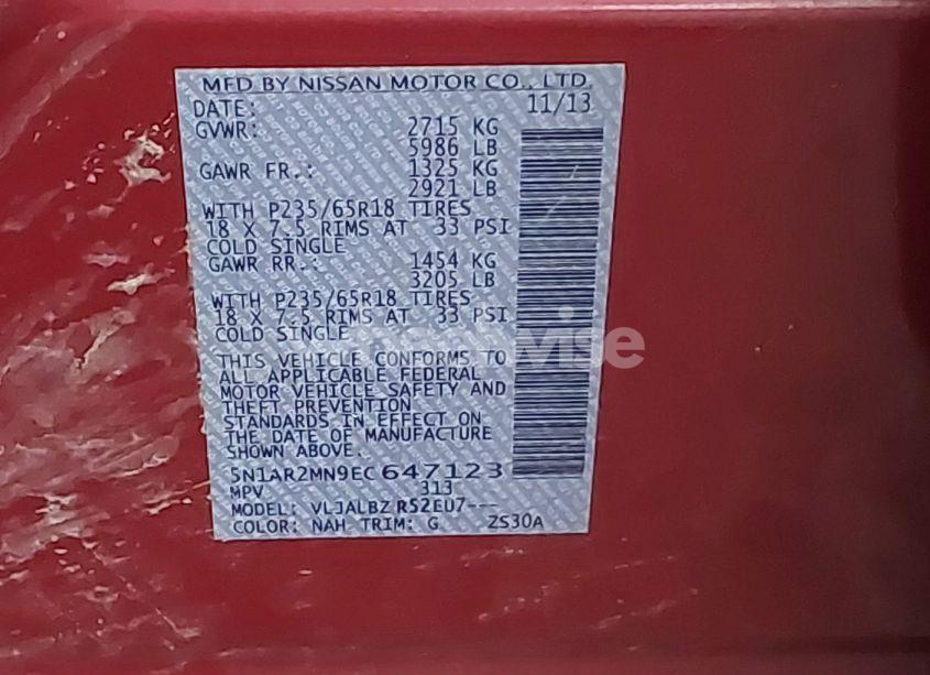 Photo 9 of 2014 Nissan Pathfinder S (VIN 5N1AR2MN9EC647123)