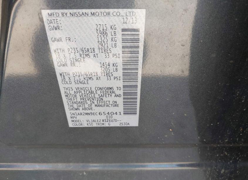 Photo 9 of 2014 Nissan Pathfinder SV (VIN 5N1AR2MN9EC654041)