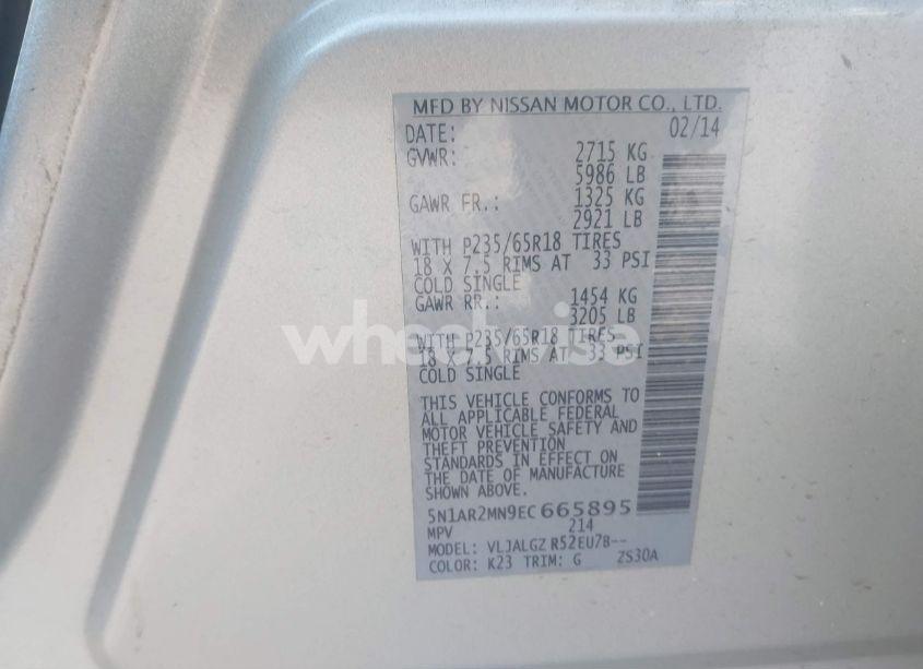 Photo 9 of 2014 Nissan Pathfinder SL (VIN 5N1AR2MN9EC665895)