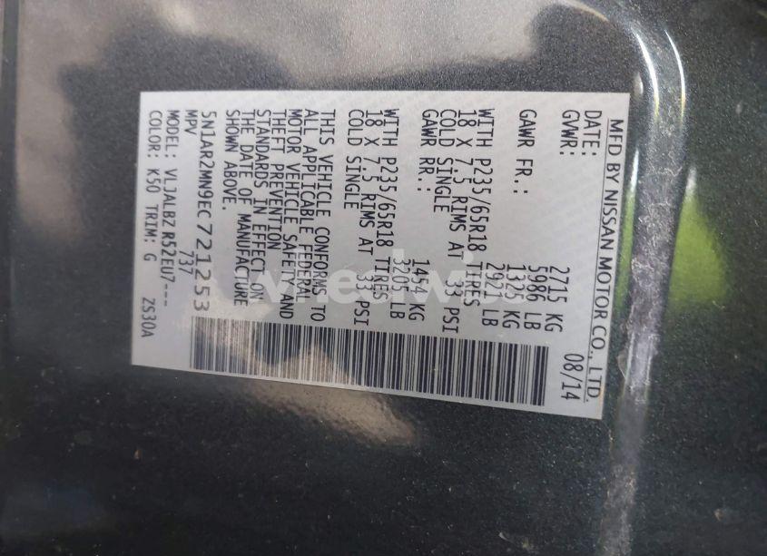 Photo 9 of 2014 Nissan Pathfinder S (VIN 5N1AR2MN9EC721253)