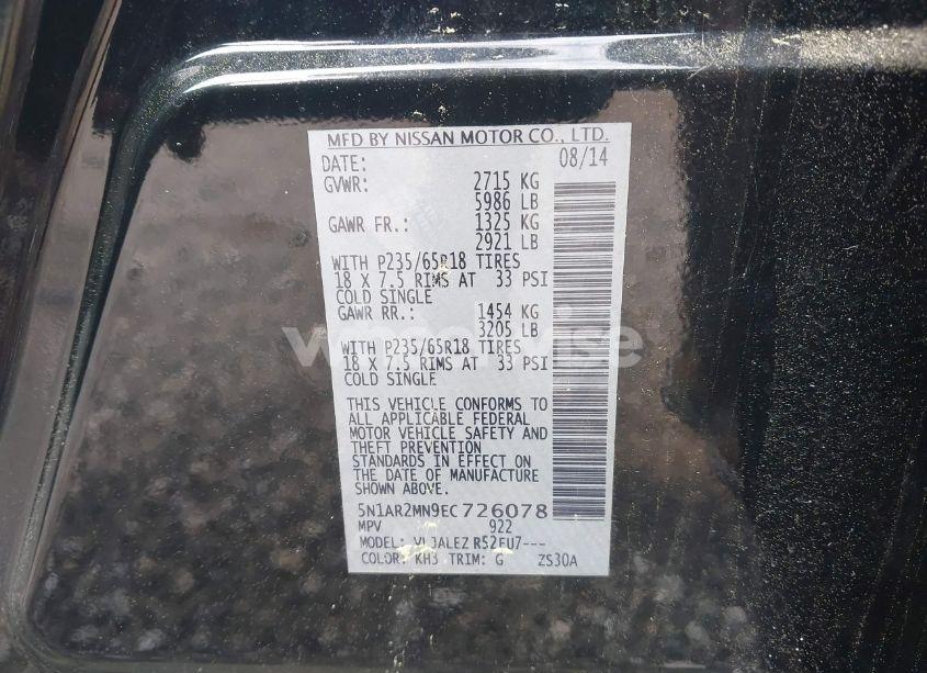 Photo 9 of 2014 Nissan Pathfinder SV (VIN 5N1AR2MN9EC726078)