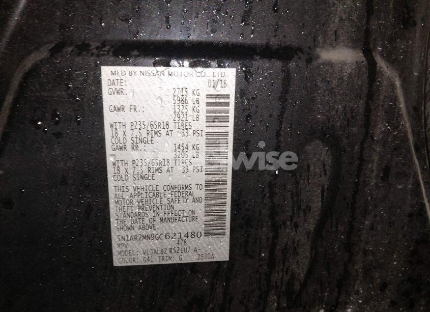 Photo 9 of 2016 Nissan Pathfinder S (VIN 5N1AR2MN9GC621480)