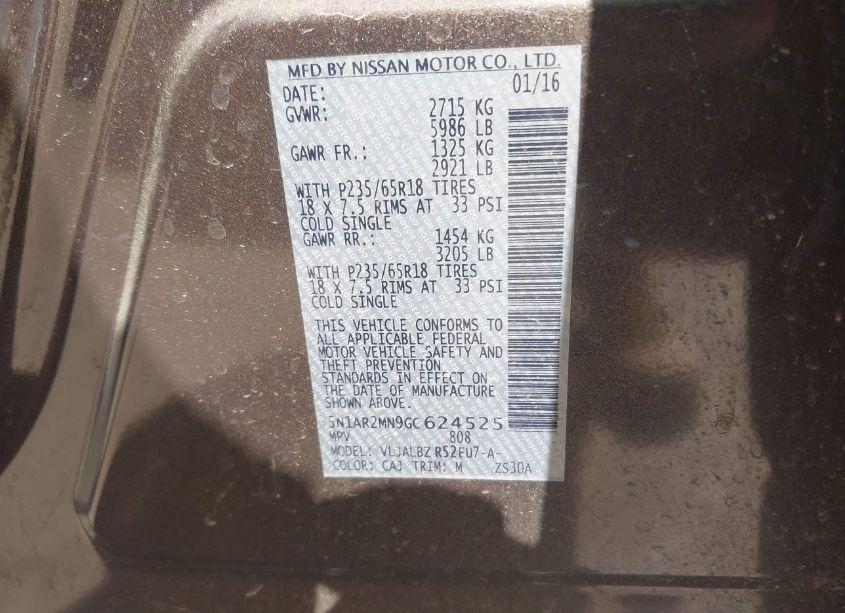 Photo 9 of 2016 Nissan Pathfinder S (VIN 5N1AR2MN9GC624525)