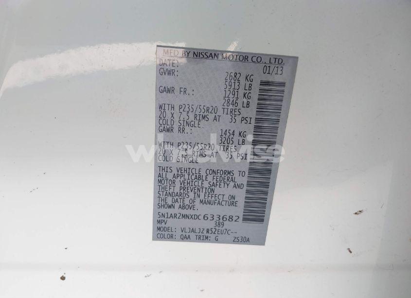 Photo 9 of 2013 Nissan Pathfinder PLATINUM (VIN 5N1AR2MNXDC633682)