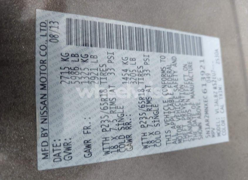 Photo 9 of 2014 Nissan Pathfinder S (VIN 5N1AR2MNXEC613921)