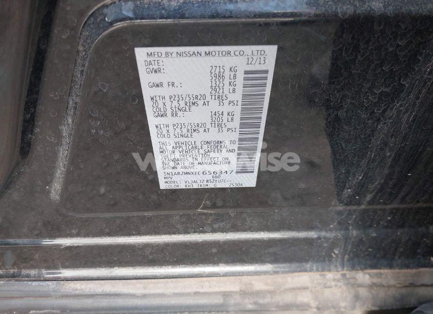 Photo 9 of 2014 Nissan Pathfinder PLATINUM (VIN 5N1AR2MNXEC656347)