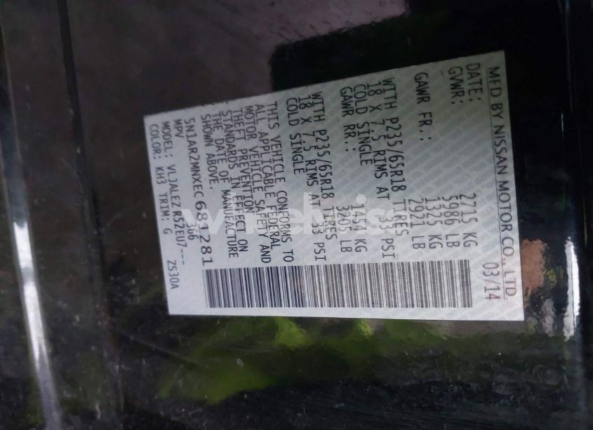 Photo 9 of 2014 Nissan Pathfinder SV (VIN 5N1AR2MNXEC681281)