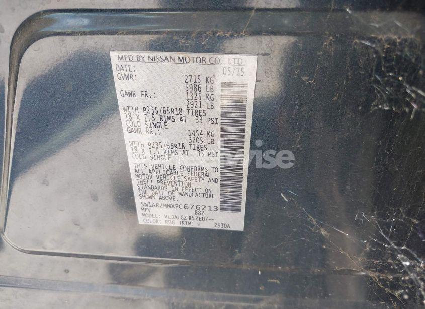 Photo 9 of 2015 Nissan Pathfinder SL (VIN 5N1AR2MNXFC676213)