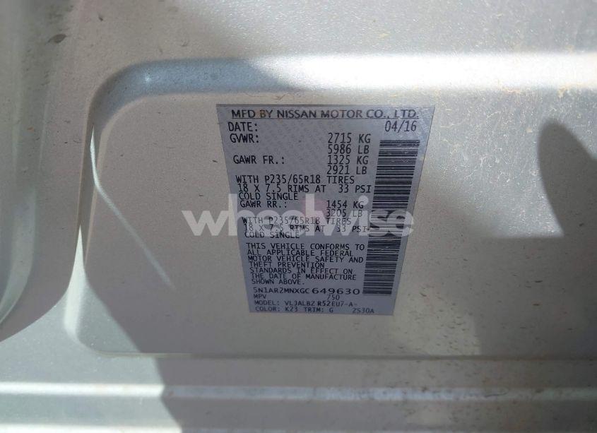 Photo 9 of 2016 Nissan Pathfinder S (VIN 5N1AR2MNXGC649630)