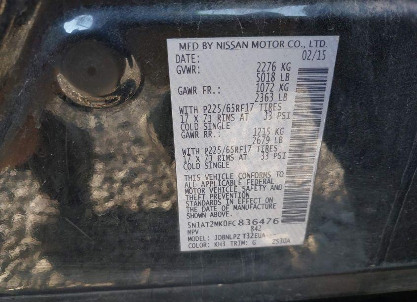 Photo 9 of 2015 Nissan Rogue S (VIN 5N1AT2MK0FC836476)