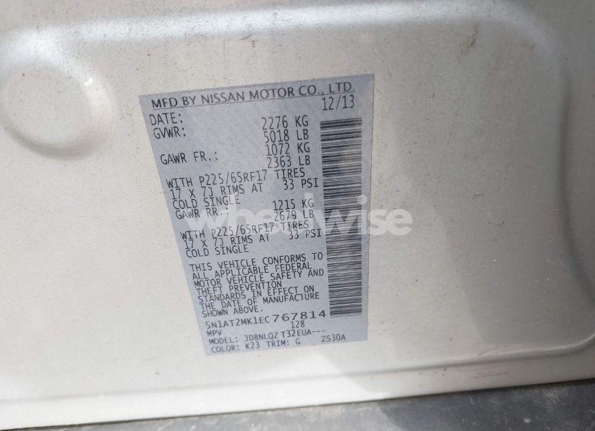 Photo 9 of 2014 Nissan Rogue SV (VIN 5N1AT2MK1EC767814)