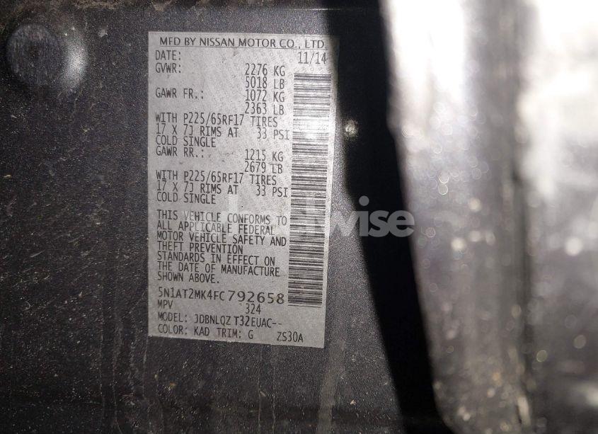 Photo 9 of 2015 Nissan Rogue SV (VIN 5N1AT2MK4FC792658)