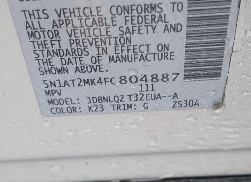 Photo 9 of 2015 Nissan Rogue SV (VIN 5N1AT2MK4FC804887)