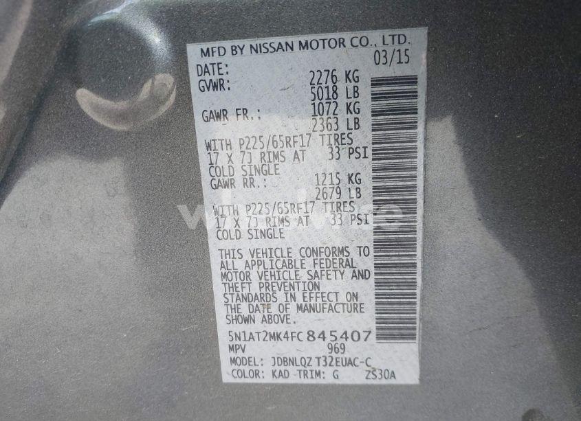 Photo 9 of 2015 Nissan Rogue SV (VIN 5N1AT2MK4FC845407)