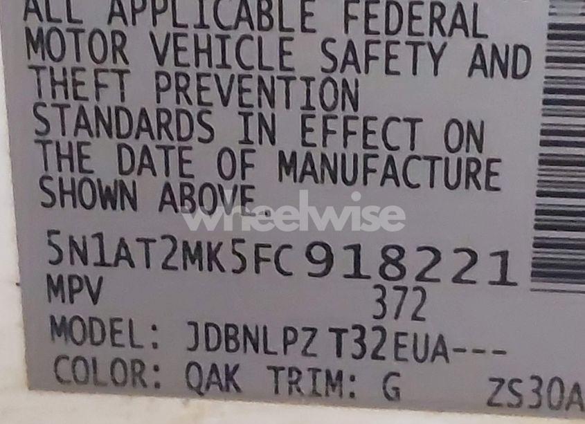 Photo 9 of 2015 Nissan Rogue S (VIN 5N1AT2MK5FC918221)