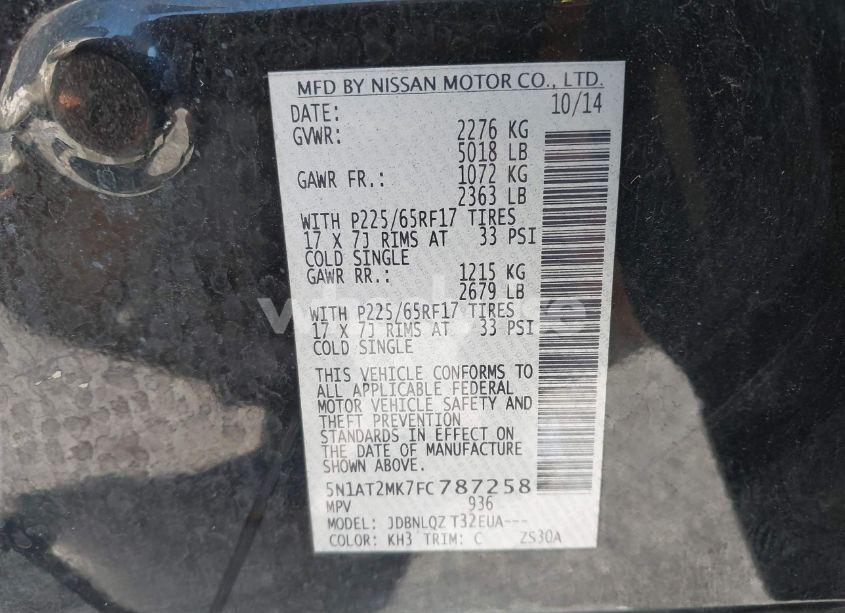 Photo 9 of 2015 Nissan Rogue SV (VIN 5N1AT2MK7FC787258)